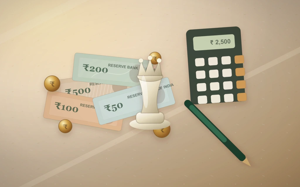 Indian parent reviewing chess coaching fee structure on a tablet with chess set nearby — ChessWize
