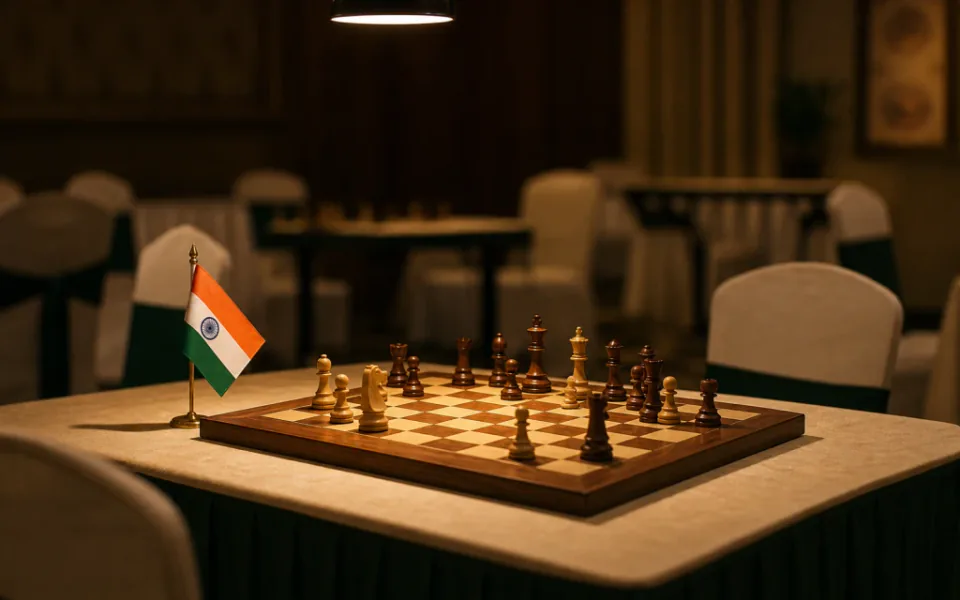 Split comparison showing live chess coaching session and Chess.com platform screen — ChessWize