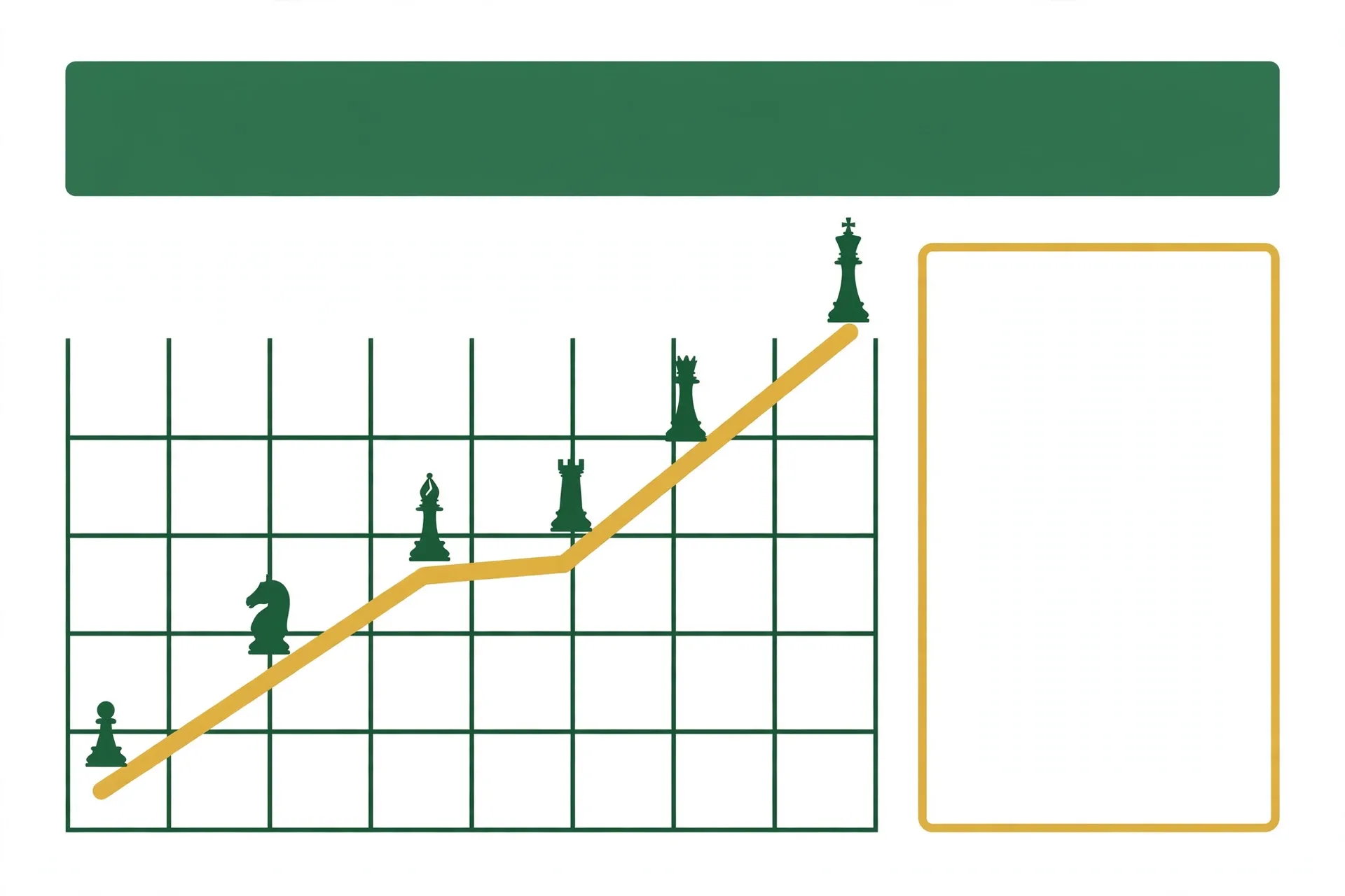 Illustration of a rising line over a grid with chess piece silhouettes as markers